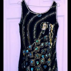 Unique Vintage 1920's sequined peacock dress